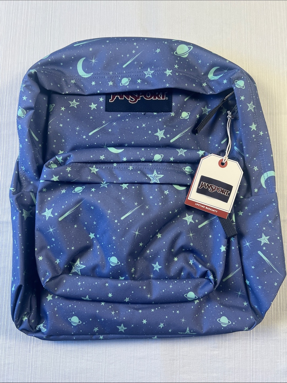 Jansport Navy Backpack with Green Space Print